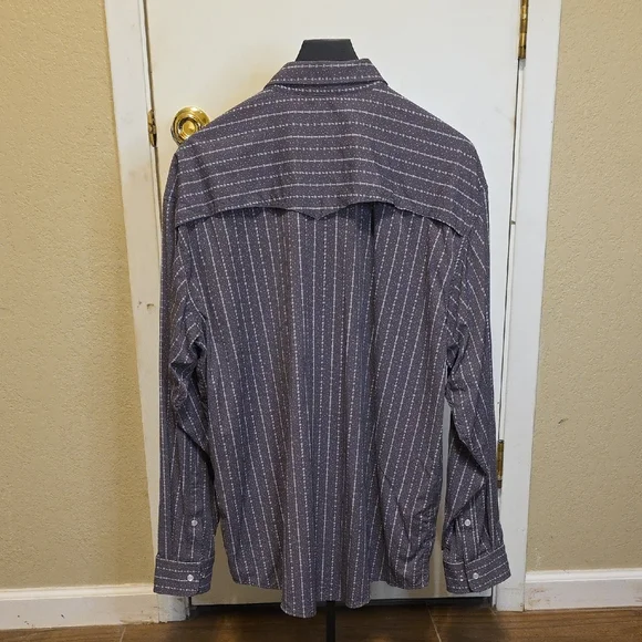 Poncho Men's Gray Striped XL Shirt - Picture 2 of 3